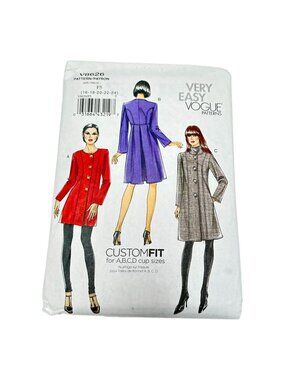 Vogue Pattern V8626 Coat Plus Size 16-24 Very Easy Custom Bust Sewing Uncut